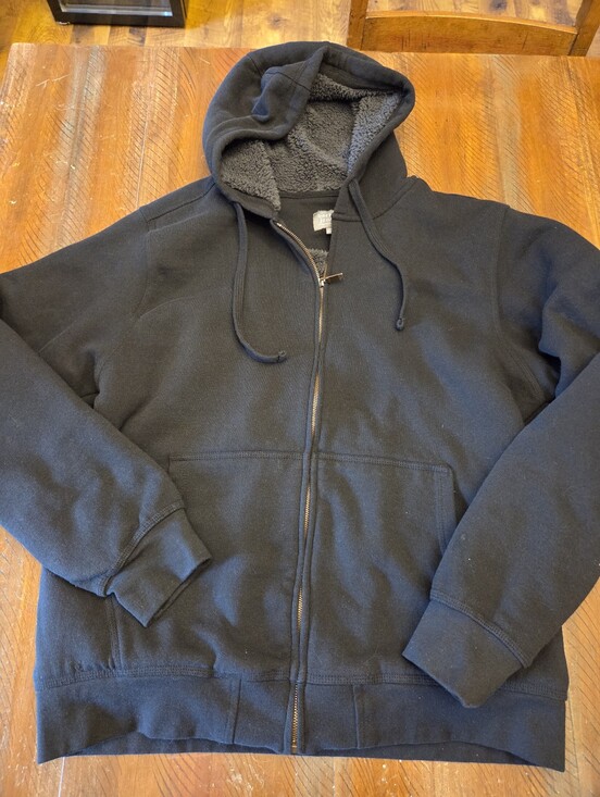 Other - Men's Black Sherpa-Lined Zip Hoodie New